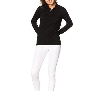 Alternative view of Langærmet stretch Poloshirt Økologisk